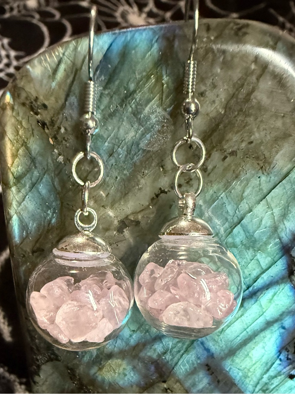 Rose Quartz Globe Drop Earrings